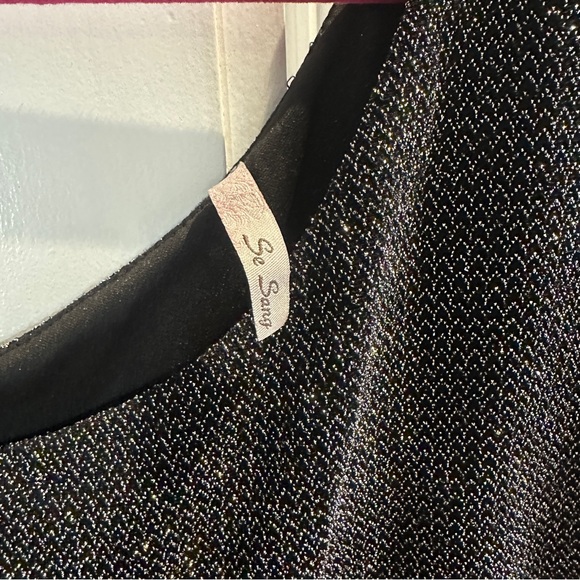 Sexy One Shoulder Black Metallic Mini Dress Bodycon Club Sheer Mesh Cut Out XS - Picture 5 of 7